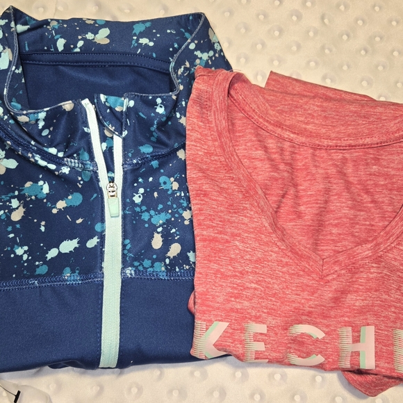 Skechers Tops - Skechers Women’s XL‎ Blue Jogging Pullover Hoodie Stretch & Pink Performance Tee